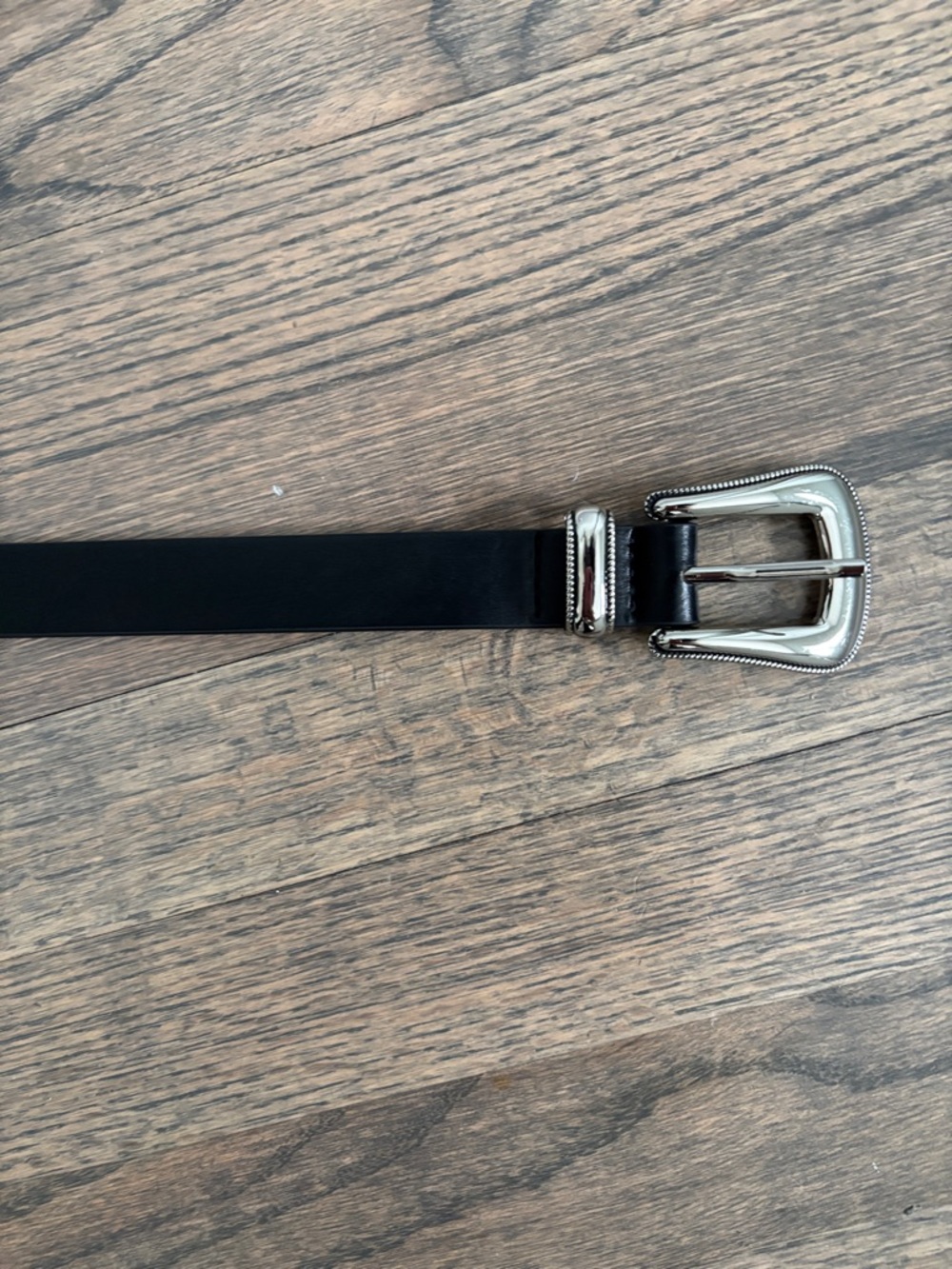 Elegant Black Belt with Silver Buckle